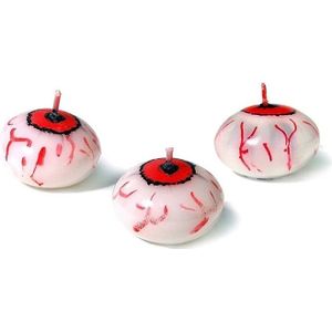 Halloween Drijvende oogbollen kaarsje 3 stuks - Kaarsen