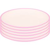 6x stuks onbreekbare kunststof/melamine roze ontbijt bordjes 28 cm voor outdoor/camping - Campingborden