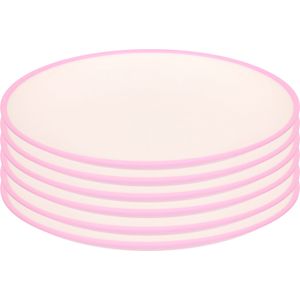 6x stuks onbreekbare kunststof/melamine roze ontbijt bordjes 28 cm voor outdoor/camping - Campingborden