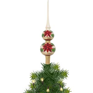 Kerst piek van glas kerstster H30 cm - kerstboompieken