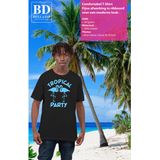 Tropical party T-shirt voor heren - met glitters - zwart/blauw - carnaval/themafeest - Feestshirts