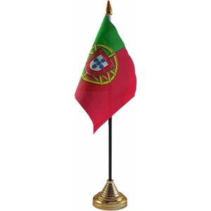 Polyester Portugese vlag voor op bureau 10 x 15 cm - Vlaggen