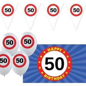 Verjaardag 50 jaar versiering pakket stopborden thema 5-delig - Feestpakketten