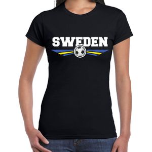 Zweden / Sweden landen / voetbal t-shirt zwart dames - Feestshirts
