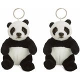 Set van 2x Stuks WNF Pluche Pandabeer Sleutelhanger 10 cm - Pluche Dieren Cadeau Knuffels/Knuffeltjes Voor Kinderen.