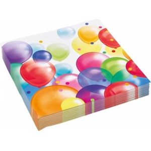20x stuks feest servetten met verjaardag ballonnen print 33 x 33 cm - Feestservetten