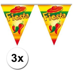 3x Feestversiering vlaggenlijn Fiesta - Vlaggenlijnen