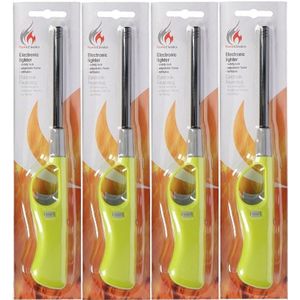 4x Navulbare kaarsen / BBQ aansteker 26 cm lime groen