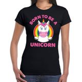 Born to be a unicorn gay pride t-shirt zwart dames - Feestshirts