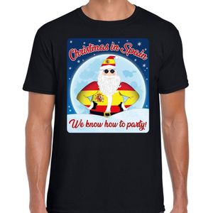 Zwart fout Spanje kerst shirt / t-shirt Christmas in Spain we know how to party voor heren - kerst t-shirts