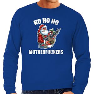 Hohoho motherfuckers foute Kerstsweater / Kersttrui blauw voor heren - kerst truien