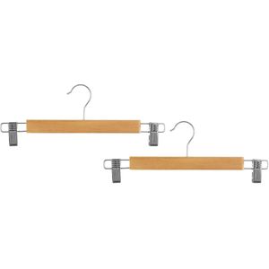 Set van 12x stuks kledinghangers voor broeken naturel 34 x 12 cm - Kledingkast hangers/kleerhangers/broekhangers