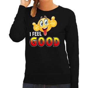 Funny emoticon sweater I feel good zwart dames - Feesttruien