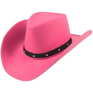 Carnaval verkleed Cowboy hoed Billy Boy - roze - volwassenen - Western thema - Verkleedhoofddeksels