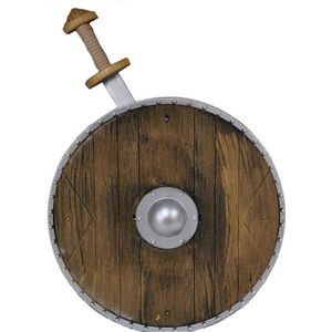 Verkleed speelgoed wapens set Middeleeuws/ridder/vikingen zwaard en schild 57 cm - Verkleedattributen