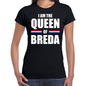 I am the Queen of Breda Koningsdag t-shirt zwart voor dames - Feestshirts