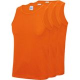 3-Pack Maat L - Sport singlets/hemden oranje voor heren - T-shirts