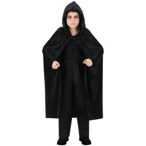 Halloween Dracula cape - voor kinderen - fluweel - zwart - L120 cm - Carnavalskostuums