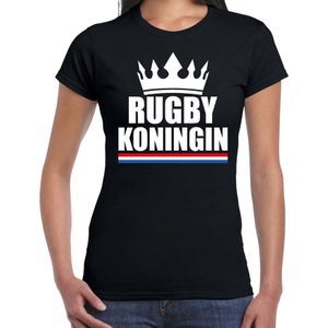 Rugby koningin t-shirt zwart dames - Sport / hobby shirts - Feestshirts