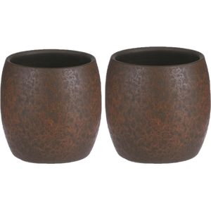 Mica Decorations Bloempot/plantenpot - 2x - roest/terracotta bruin - voor kamerplant - H18 x D20 cm