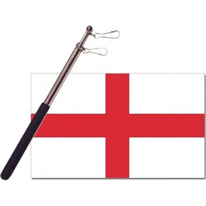 Landen vlag Engeland St George - 90 x 150 cm - met compacte draagbare telescoop vlaggenstok - Vlaggen