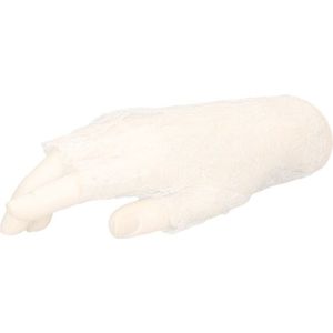 Feest kanten handschoenen wit kort voor volwassenen - Verkleedhandschoenen