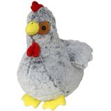 Pluche kip knuffel - 20 cm - grijs - boederijdieren kippen knuffels - Vogel knuffels