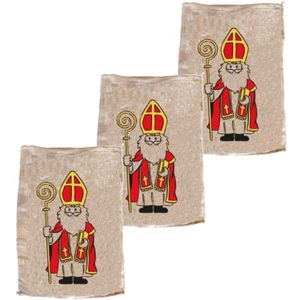 Pakket van 5x stuks jute Sinterklaas cadeau zakken klein 35 x 50 cm - Feestdecoratievoorwerp