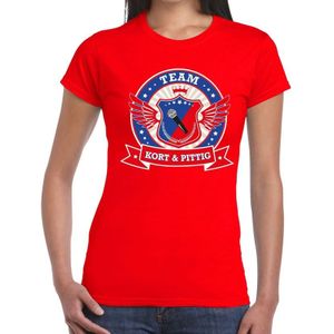 Rood Kort en Pittig team t-shirt dames - Feestshirts