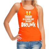 Oranje tanktop today is a good day to get drunk bier Koningsdag/ Nederland/ EK/ WK supporter dames - Feestshirts