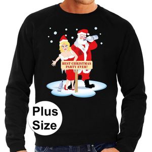 Plus size zwarte foute kersttrui / sweater best Christmas party ever voor heren - kerst truien