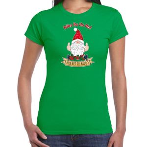 Fout kersttrui t-shirt voor dames - Kado Gnoom - groen - Kerst kabouter - kerst t-shirts