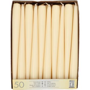 Voordeelverpakking Creme Witte Dinerkaarsen/Kandelaarkaarsen/Gotische Kaarsen 50 Stuks 25 cm