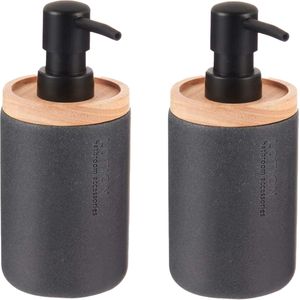Luxe zeeppompje/dispenser Lotions - 2x - mat zwart - polyresin - 18 x 8 cm - 300 ml - Zeeppompjes