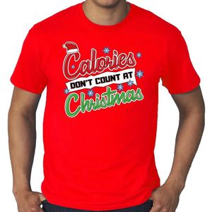Grote maten foute Kerst shirt rood calories dont count at christmas voor heren - kerst t-shirts