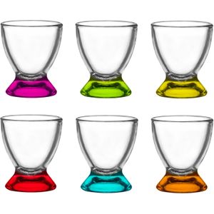 Glasmark Shotglaasjes/borrelglazen - glas - gekleurde onderzijde - 12x stuks - 35 ml - Drinkglazen