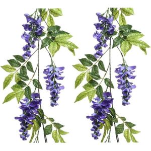 Blauwe regen/wisteria kunsttak kunstplanten slinger - 2x - 150 cm - Kunstplanten