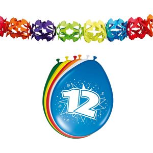Folat Party 12e jaar verjaardag feestversiering set - Ballonnen en slingers - Feestpakketten