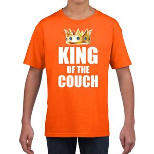 Koningsdag t-shirt king of the couch oranje voor kinderen - Feestshirts
