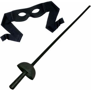 Zorro verkleed set zwart masker met Sabel 60 cm - Verkleedattributen