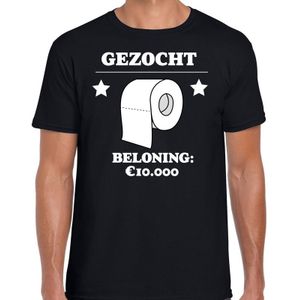 Gezocht wc papier beloning 10.000 euro tekst t-shirt zwart heren - Feestshirts