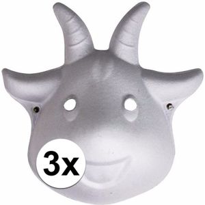 3x Knustel maskers geit met elastiek - Hobbybasisvoorwerp