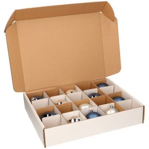 Kerstballen opruimen/opbergen - 1x Opberg box / vakjesdoos/ opbergbox karton voor 20 Kerstballen van 8 cm