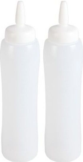 2x Transparante doseerflessen/sausflessen 100 cl/1 liter - Knijpfles/spuitfles - Doseerflacon/sausflacon