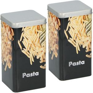 2x Metalen pasta/macaroni voorraadpotten 2000 ml - Voorraadblikken