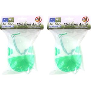Wespenvanger/wespenval - 2x - groen - kunststof - ophangbaar - 12 cm - Ongediertevallen - Ongediertebestrijding