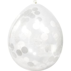 8x Transparante feestballon witte confetti 30 cm - Ballonnen