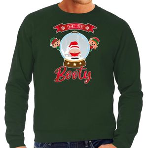 Foute Kersttrui/sweater voor heren - Kerstman sneeuwbol - groen - Shake Your Booty - kerst truien