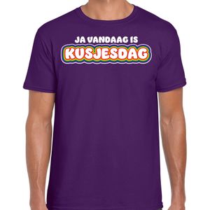 Gay Pride T-shirt voor heren - paars - kusjesdag - regenboog - LHBTI - Feestshirts