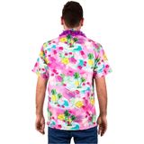 Hawaii shirt/blouse - Verkleedkleding - Heren - Tropische bloemen - roze - Carnavalsblouses